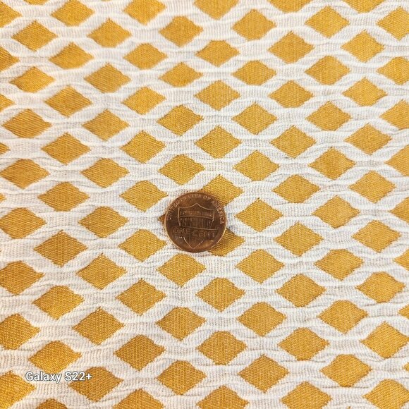 Gold & Cream Stretchy Upholstery Fabric With Diamond Pattern 40 In Wide X 1.5 Ya - Picture 3 of 5